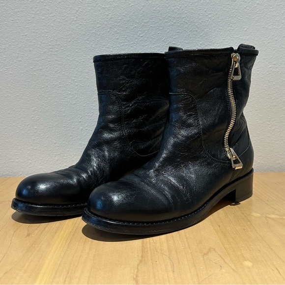 Jimmy Choo Moto Boots, Black Leather, Women'sEU 39